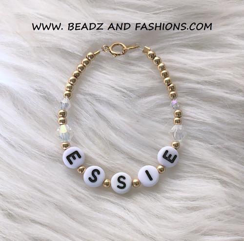 14k gold CLEAR Name bracelet kids #5