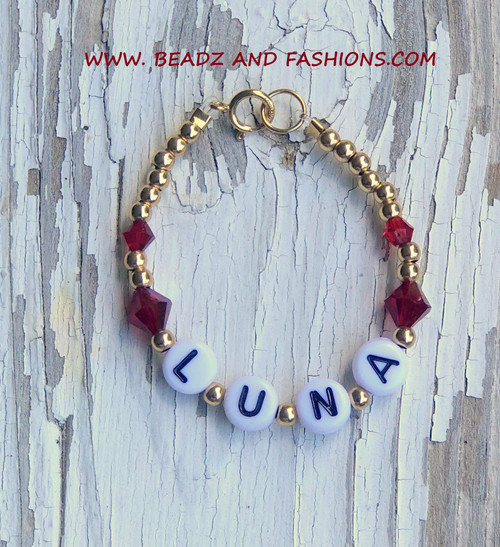 14k gold January Name bracelet kids #6