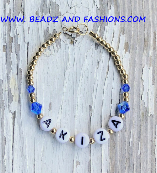 14k gold SEPTEMBER Name bracelet kids #6