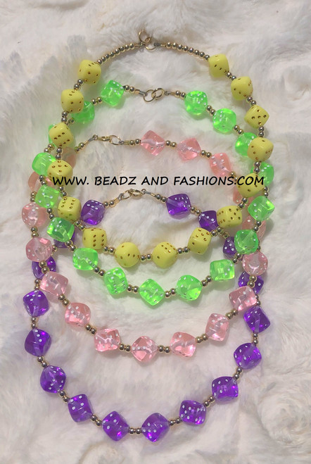 14k gold ANY COLOR CLEAR dice anklet #2