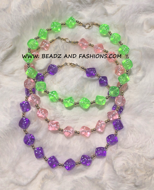 14k gold ANY COLOR CLEAR dice anklet #2