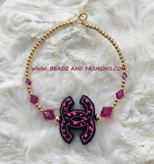 14k gold pink cheetah bracelet #1B