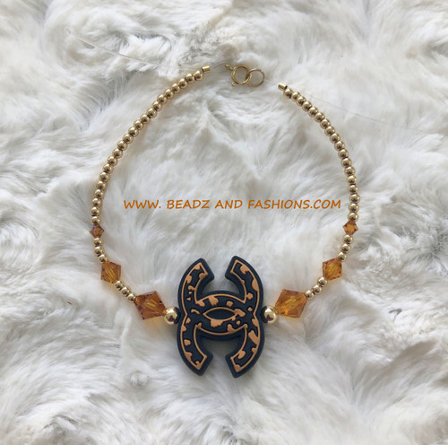 14k gold BROWN cheetah bracelet #1B