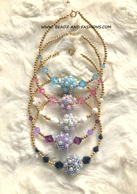 14k gold ANY COLOR pearl rhinestone bracelet