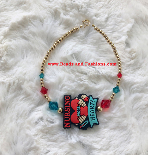 14k Gold NURSE HEART bracelet #1