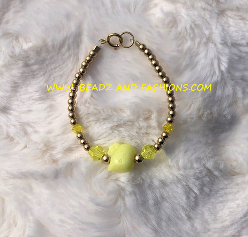 14k gold kitty yellow bracelet