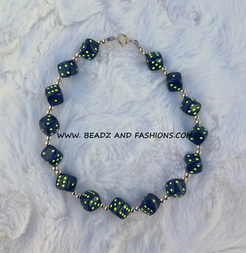 14k gold BLACK & GREEN dice anklet #1