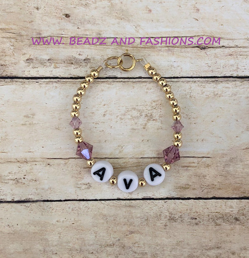 14k gold June any Name bracelet kids #4