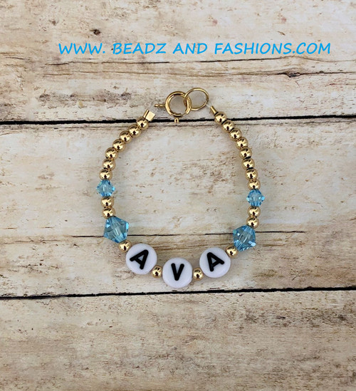 14k gold March Name bracelet kids #2