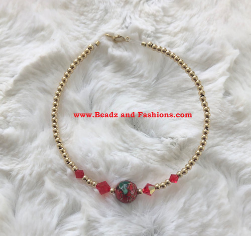 14k gold Red Chinese bracelet #1