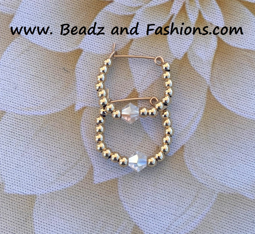 14k gold  XS April clear hoop earrings