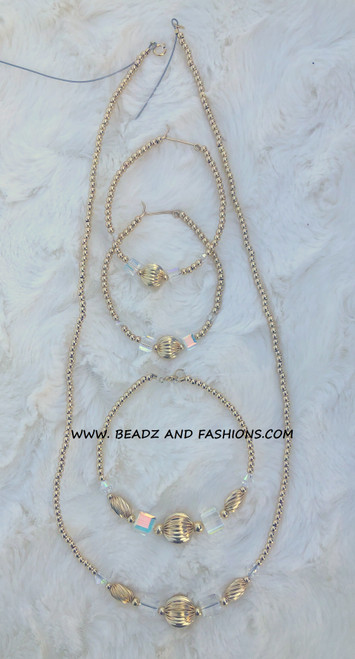 14k Gold 3pc CLEAR cube & ball set #1