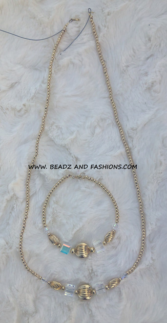 14k Gold 2pc CLEAR cube & ball set #1b