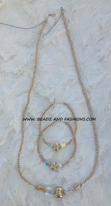 14k Gold 2pc CLEAR cube & ball set #1