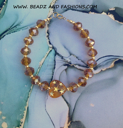 14k gold November LARGE HEART stardust bracelet