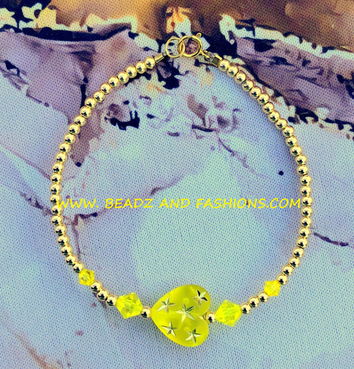 14k gold YELLOW heart stardust bracelet #1