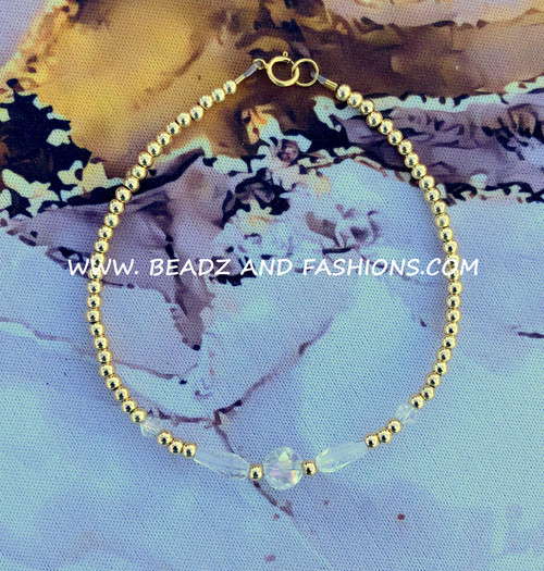 14k gold CLEAR teardrop bracelet #2