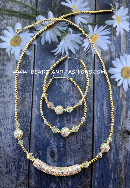 14k gold 2pc ANY COLOR pave BANGLE set #2E