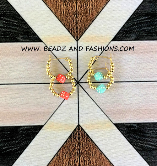 14k gold ANY COLOR XXS Dice earrings  KIDS
