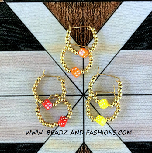14k gold XS ANY COLOR dice hoop earrings kids