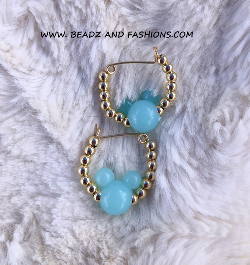 14k gold XS  blue mouse earrings #1