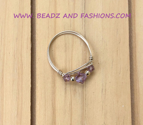 14k gold 3 STONE JUNE crystal ring #3