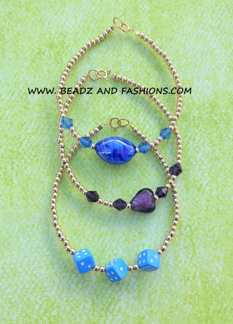 14k gold 3pc MIX bracelet set #24