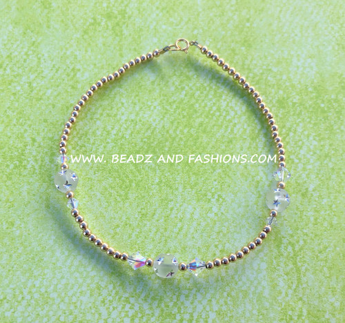 14k gold ANY COLOR round stardust Anklet #1