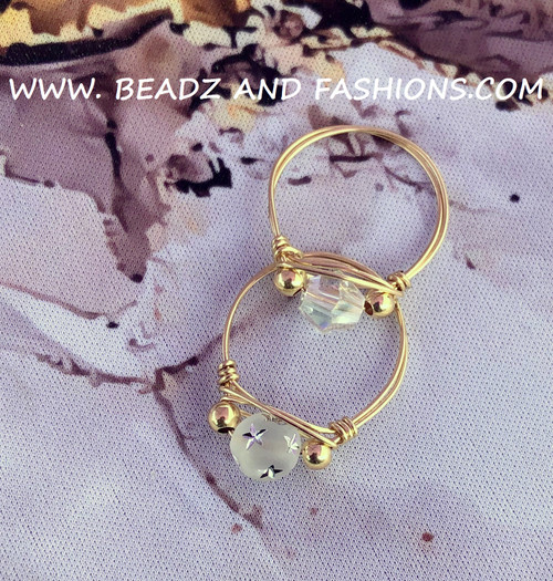 14k gold 2pc clear ring set #1