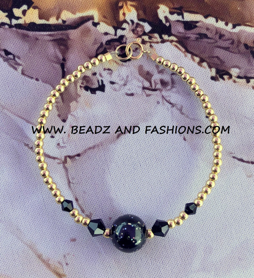 14k gold black glitter bracelet #1