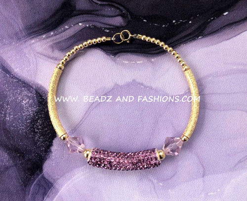 14k gold ANY COLOR pave MEDIUM double bangle #1