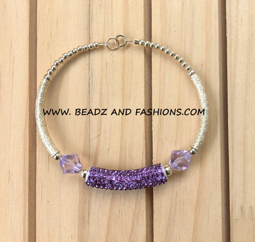 14k gold ANY COLOR pave MEDIUM double bangle #1