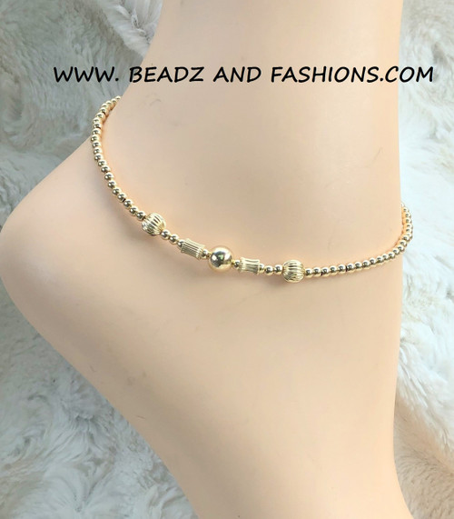 14k All gold Tunnel Anklet #2A