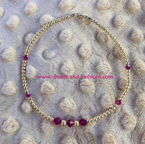 14k gold JANUARY birthstone Anklet #3
