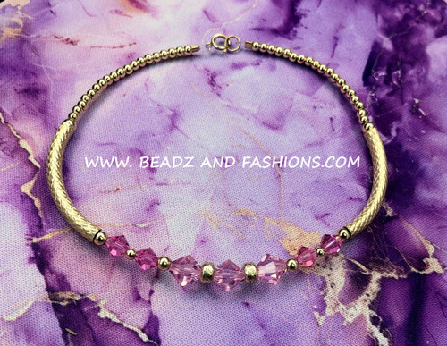 14k gold OCTOBER birthstone MEDIUM bangle #3