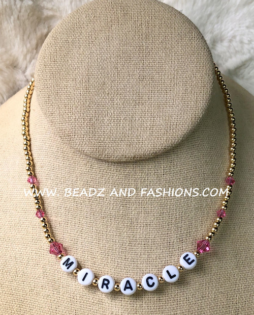 14k gold October Name Letter necklace kids #5