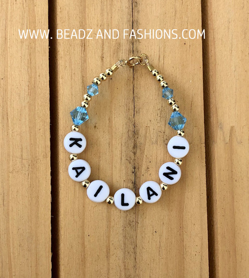 14k gold March Name bracelet kids #3