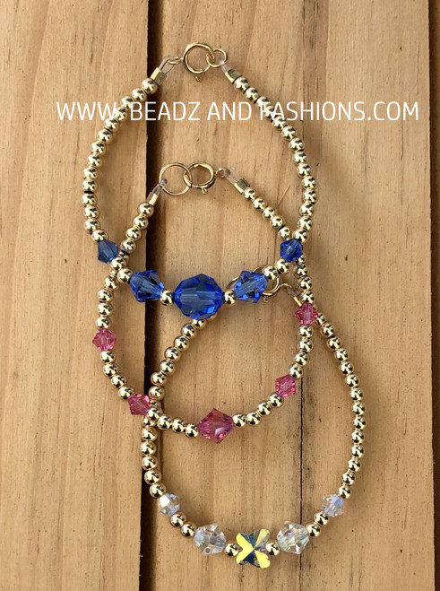14k gold 3pc stack bracelet kids set #3