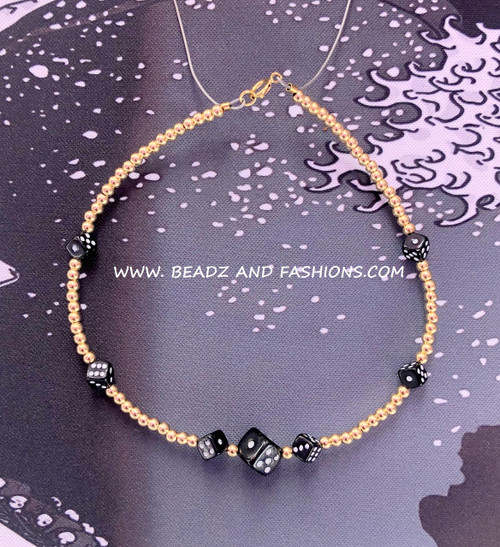 14k gold BLACK dice Anklet #2A