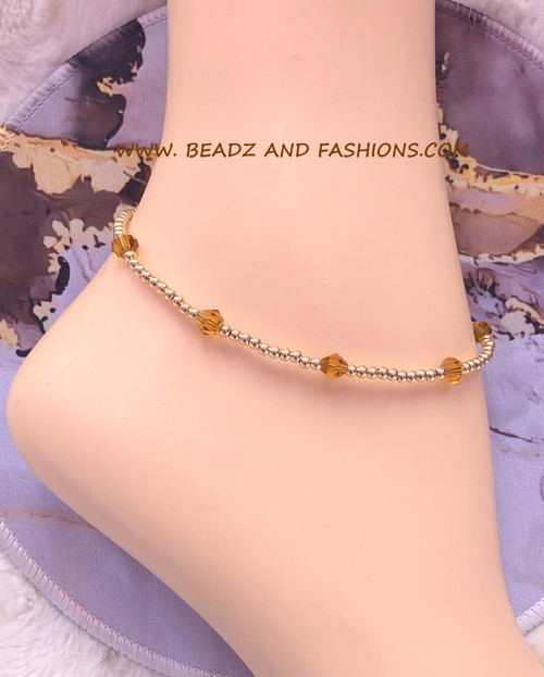 14k gold NOVEMBER birthstone Anklet #3