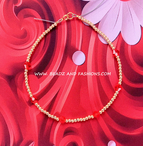 14k gold JULY birthstone Anklet #3A