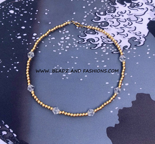 14k gold CLEAR birthstone Anklet #3
