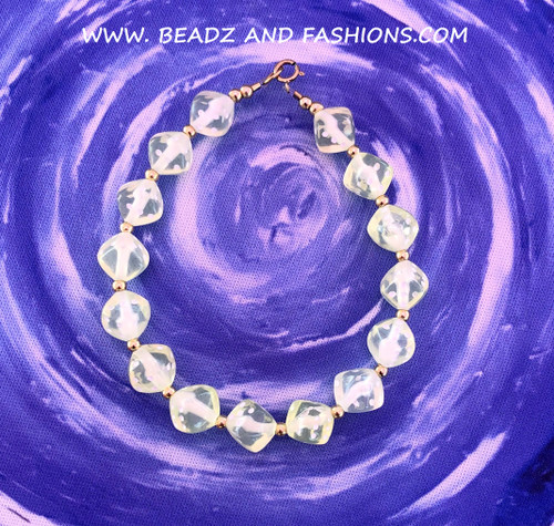 14k gold CLEAR yellow Dice bracelet #5A
