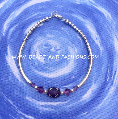 Sterling silver ANY COLOR oval stardust skinny bangle #1