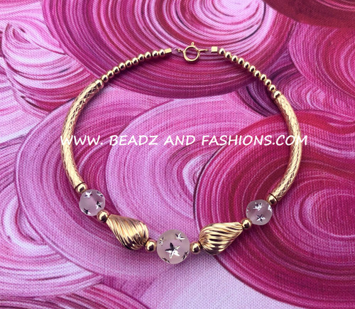 14k gold CLEAR stardust TWIST medium bangle #1