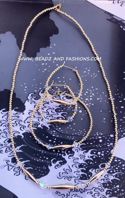14k Gold 3pc CLEAR TORPEDO set #1