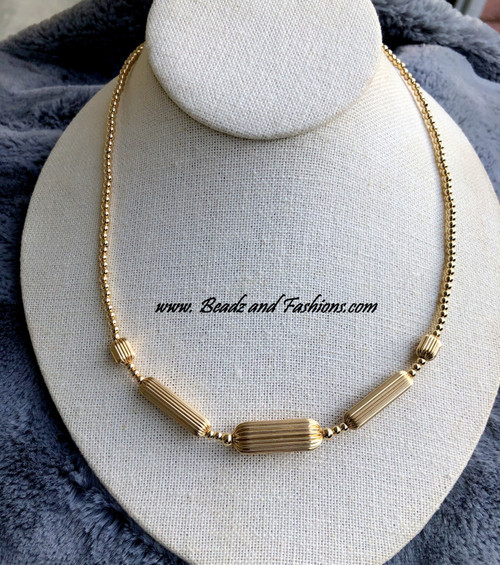 14k gold All gold  tube chunky necklace #2