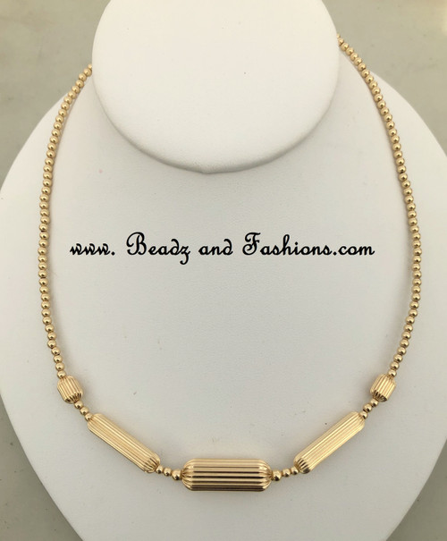 14k gold All gold  tube chunky necklace #2