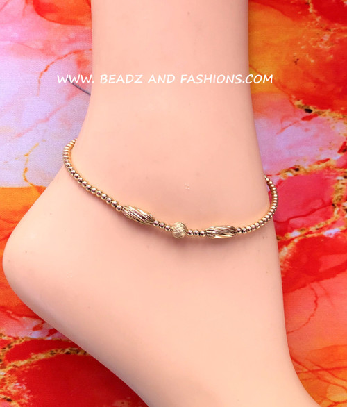 14k All gold Tunnel Anklet #3a