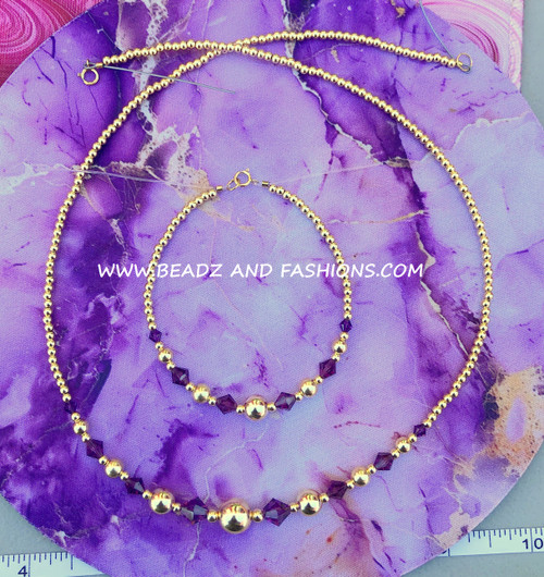 14k Gold 2pc ANY COLOR birthstone set #3b